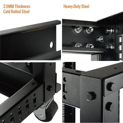 Tecmojo 15U Open Frame Server Rack,4-Post Adjustable Depth Network Rollong Rack. - Picture 6 of 8