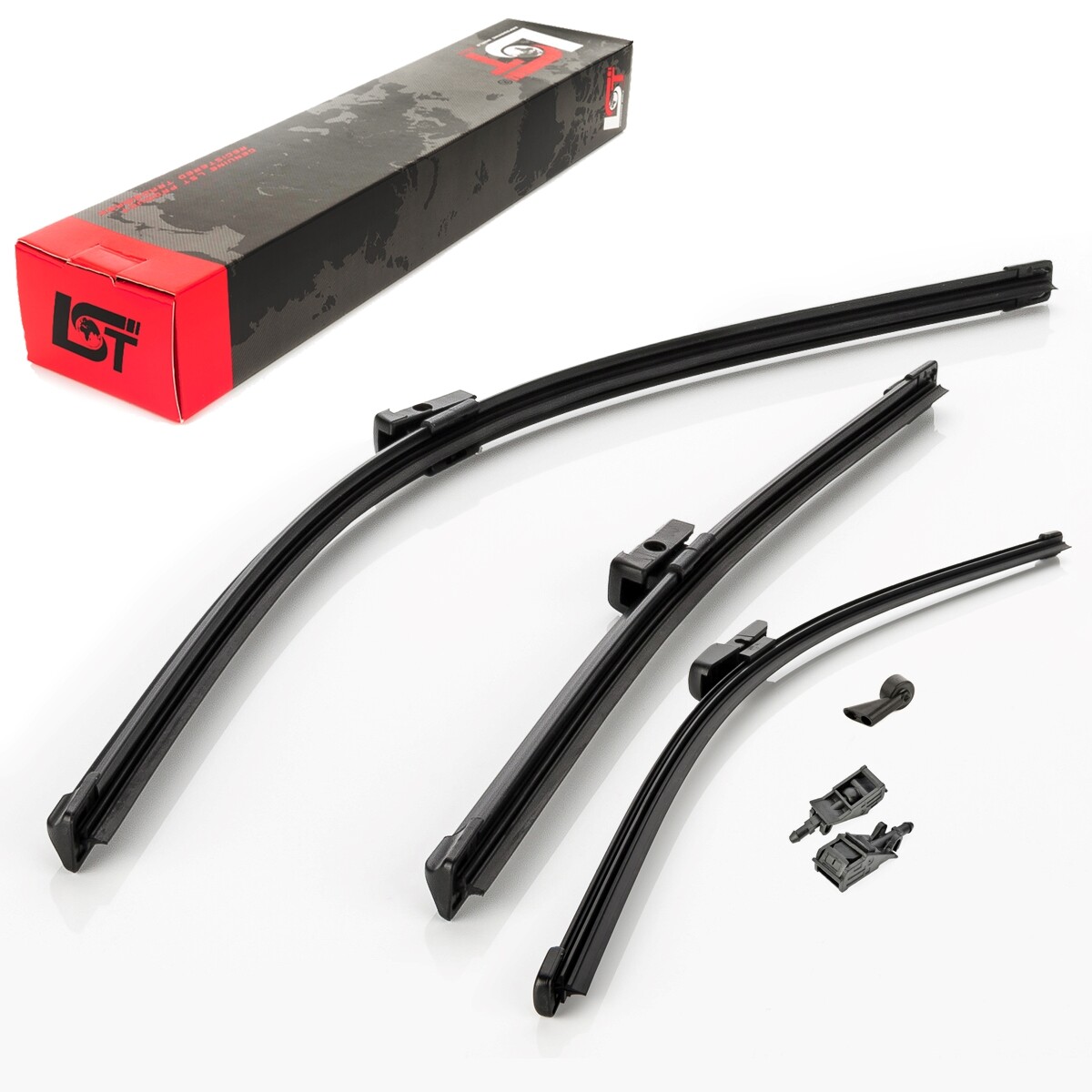 Front + Rear Wiper Blade Set + Nozzles for Skoda Rapid