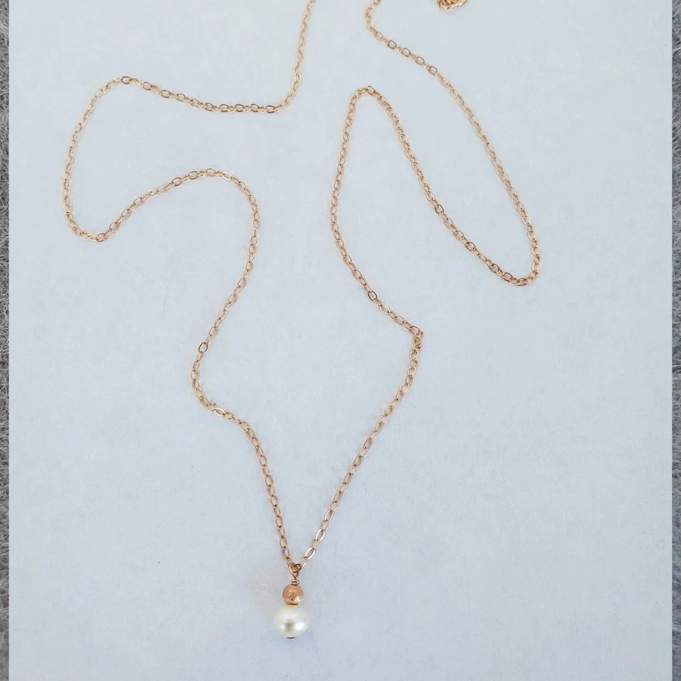 Colgante de perlas de agua dulce collar plata 925 sumergido oro 14k Foto 2 de 4