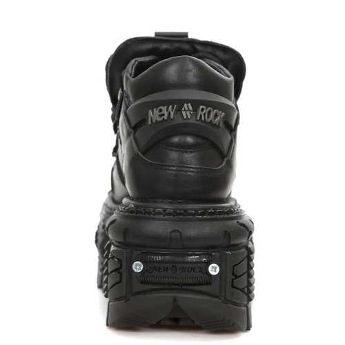 New Rock Boots M-TANK106-C2 Unisex Metallic Black Leather Goth Platform Shoes - Picture 5 of 5