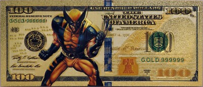 $100 Wolverine Marvel Comics Color Novelty 24K Gold Foil