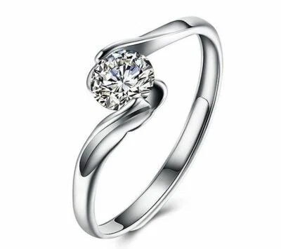 HANDGEFERTIGT Damen Solitär Ring 925er Sterling Silber Cubic Zirkonia AAA Verlobung Ring