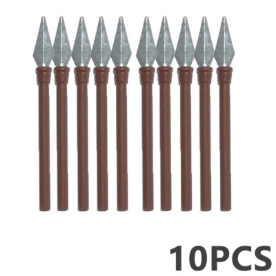 10pack Spear Blocks Weapons Accessories For Minifigures Brown Gray