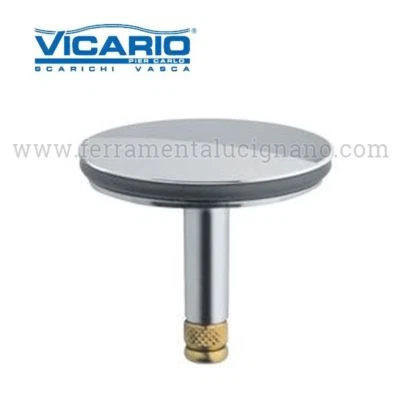 PIER CARLO VICARIO TAPPO SALTARELLO UNIVERSALE PER VASCA DA BAGNO ø42 mm.OTTONE CROMATO VITE REGOL.