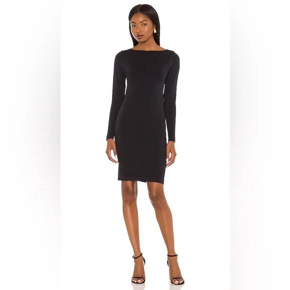 Abito maglione maglia a costine nero T Alexander Wang scollo a barca a scatto taglia XS