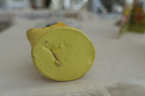 Adorable Vintage Chalkware Easter DUCK w Hat! Spring Neck Bobblehead~4.5" Yellow - Picture 8 of 10