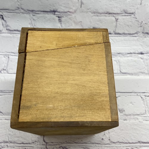 Vintage Recipe Box Solid Wood Hinged Back Recipe Cards Included Medium Wood - Picture 8 of 14