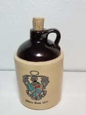 Vintage Stoneware Whiskey Jug white rose1971 fraternity Made In USA. (R1)