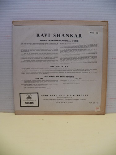 12" LP VG++/EX Ravi Shankar A Sitar Recital Odeon India Import MOAE 150 - 第 2/11 張圖片