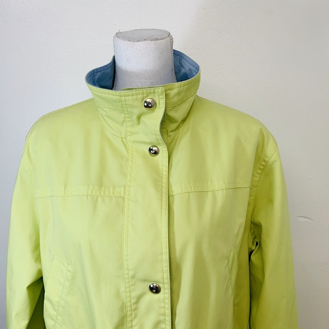 Izzi Outerwear Jacket L Yellow Front Snaps Pockets Lined Spring Long