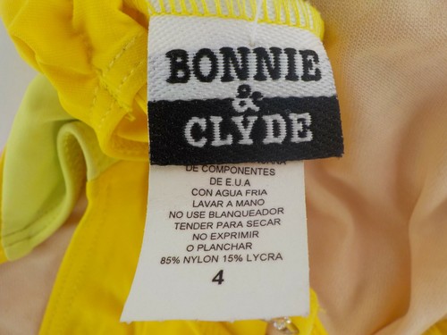 Bonnie & Clyde Girls Swimsuit SZ 4 One-Piece Pastels Yellow Pink Green Nylon NWD - Picture 9 of 11