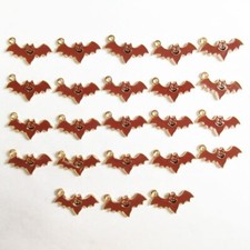 23Pcs 22x12x1mm Brown Enamel Tibetan Gold Halloween Bat Pendant Bead PJ3237