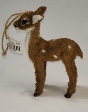 NEW CBOCS Vintage faux Fur Deer / Fawn Christmas Ornament 4"x3"
