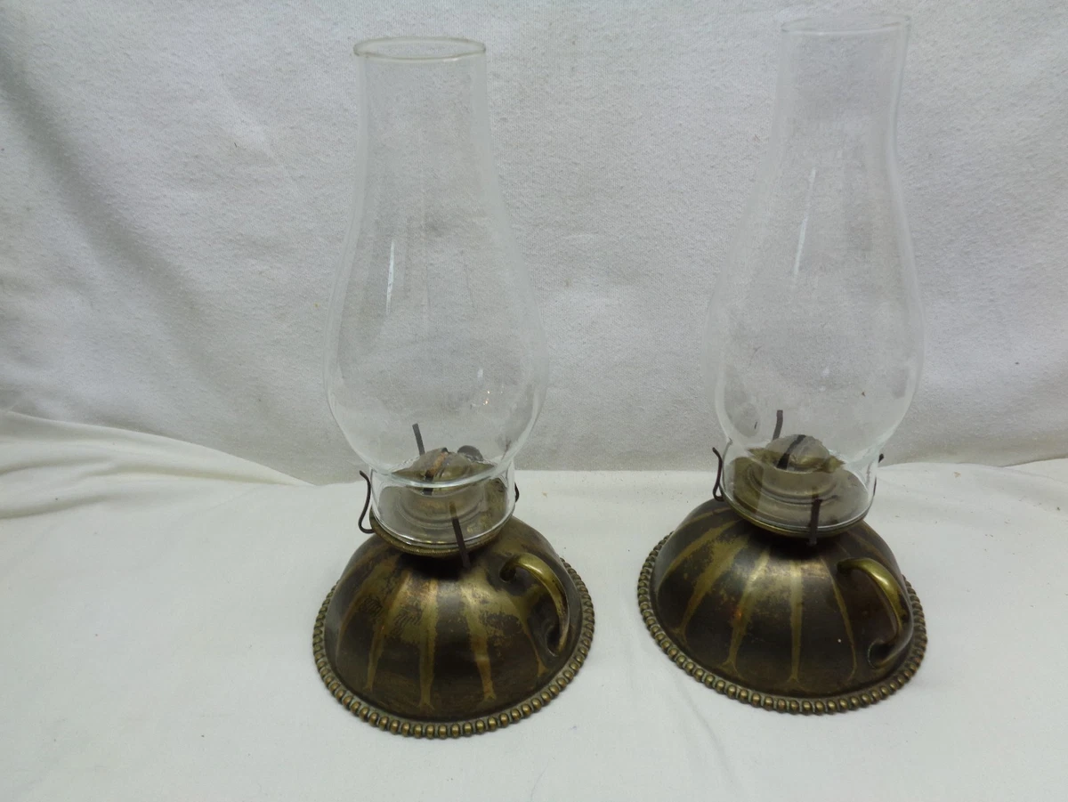 2 Rare Antique Brass P A Co. Oil Lamps