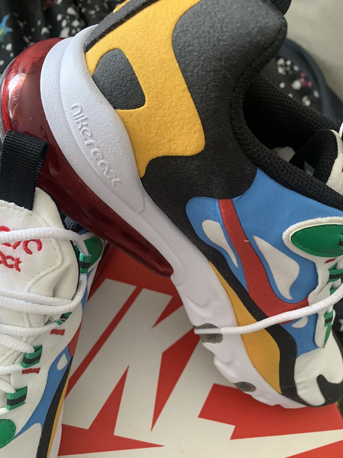 NIKE AIR MAX 270 REACT BG Multicolor Women’s Size 8,5/ Y Size 7/ 25 cm NWBox image 4
