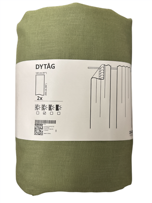 New IKEA DYTAG Light Filtering Green Curtains 1 Pair (57x98