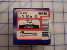Midwest Fastener 1/4"-20 x 1/2" Hex Cap Screw Grade 8 Coarse Qty 50
