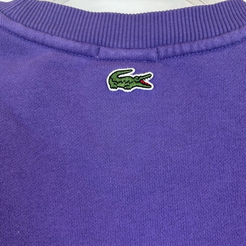 Lacoste Live Sweatshirt Mens XXL Crew Neck Purple Yellow Retro Signature Read - Picture 5 of 9