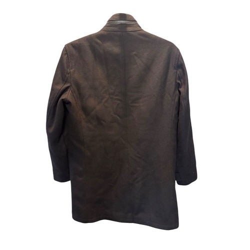 Perry Ellis Men's Black Wool Blend Overcoat Size M Stand-Up Collar - Picture 6 of 15