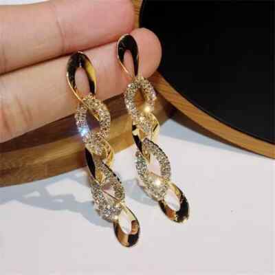 1Ct Lab Created Diamond Round Cuban Link Dangle Earrings 14K Yellow Gold Finish