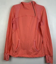 Lululemon Top Women 8 Athletica Jacket 1/4 Zip Coral Stretch Gorpcore Athleisure