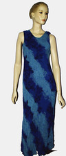 DJ INTERNATIONAL VTG SZ 9 10 S SMALL BLUE FLORAL SLEEVELESS MAXI LONG DRESS