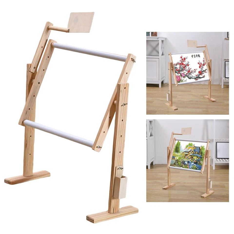 Wooden Cross Stitch Stand DIY Craft Embroidery Frame Stand 360 Rotated - Image 3 of 4