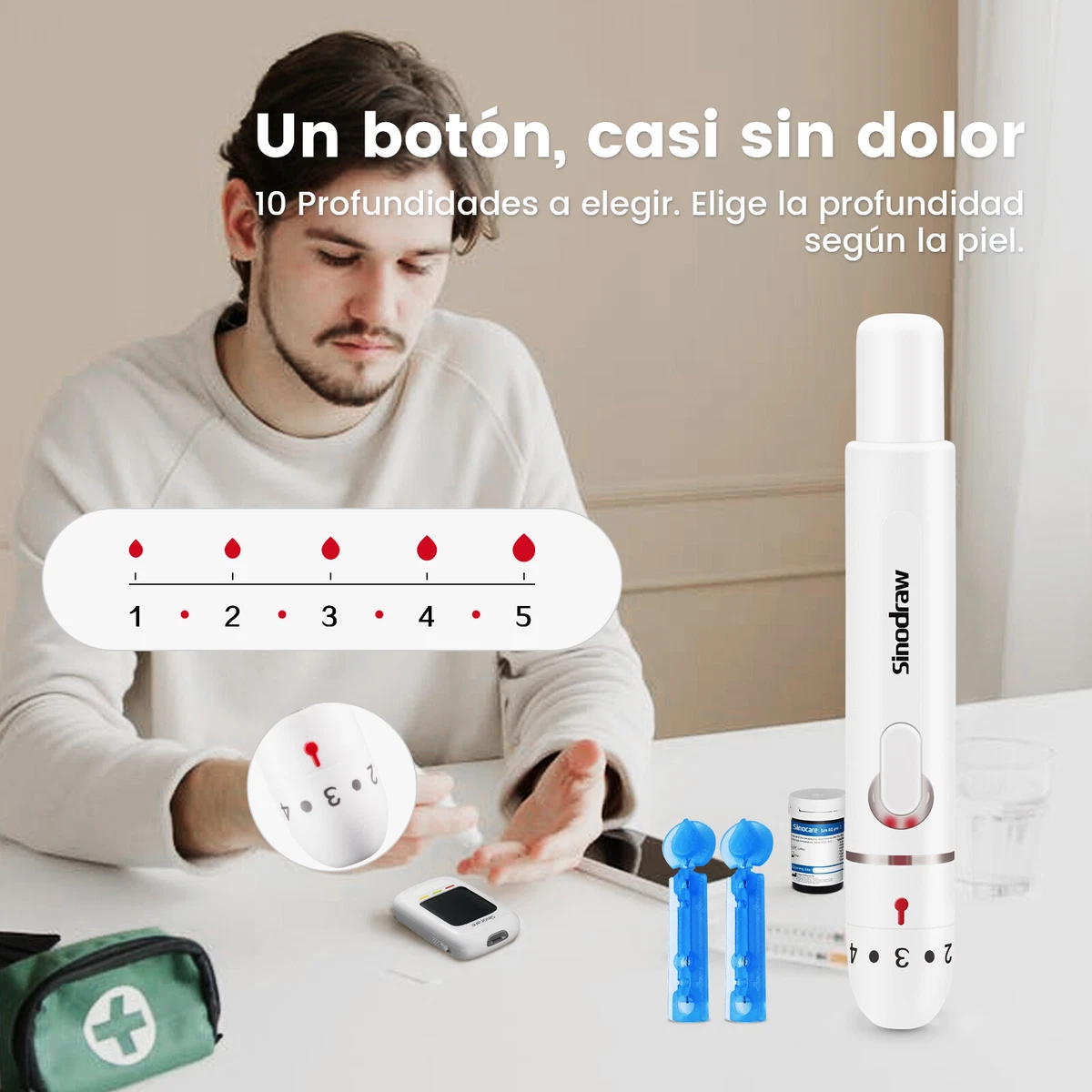 Sinocare AQ Pro I Medidor de glucosa en sangre de precisión Set * 100 tiras
