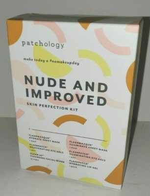PATCHOLOGY NUDE AND IMPROVED SKIN PERFECTION KIT MASK GELS FACIAL WIPES 