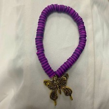  Handmade Customized Heishi Polymer Purple Clay Bead Pearl Stretchy Bracelet