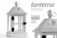 LANTERNA PORTA CANDELA DECORATIVA GIARDINO 18*13*34 CM BIANCO SHABBY HIA-706554