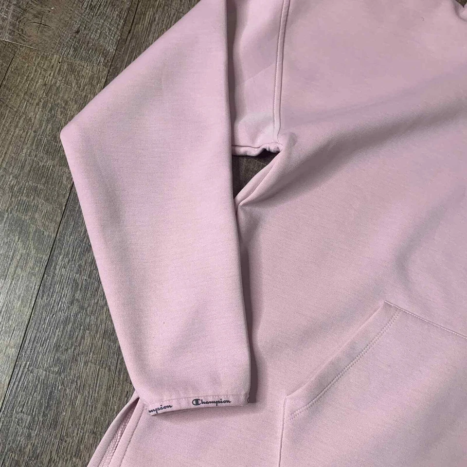 Champion Mujer Sudadera Talla Mediana Rosa Pullover Cuello Simulado Bolsillos Atlética Foto 4 de 4