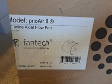 Fantech prioAir 8 647 CFM 115/1/60 Inline Mixed Flow Duct Fan 8" 45TU22