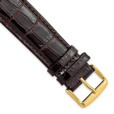 DeBeer 22mm Short Dark Brown Crocodile-Style Grain Chrono Watch Band