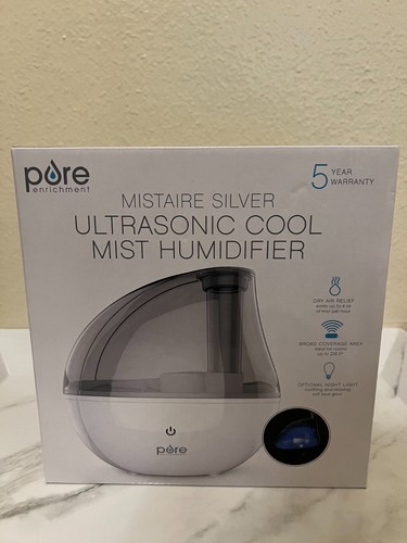 Pure Enrichment® MistAire™ Silver Ultrasonic Cool Mist Humidifier - NEW