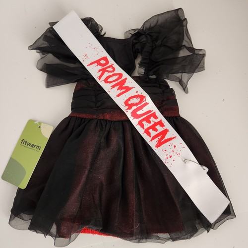Fitwarm Dog Halloween Costume Prom Queen Black Red Goth Tutu Dress Size Small
