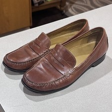 Vintage women  s Cole Haan Handsewn Cognac Leather Moc Toe Penny Loafer 9B
