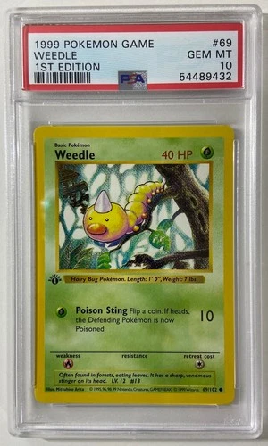 Pokemon - Base Set 1st Edit. 1999 Shadowless "WEDLE" PSA 10 Gem/Mint #69/102.
