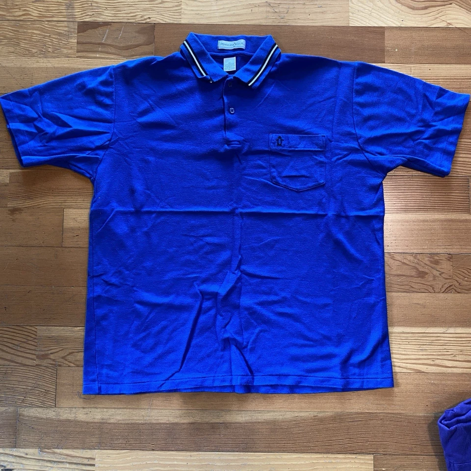 Vtg Penguin Polo 4 Shirts Mens Size XL Blue Teal Purple Torquise Short Sleeve - Image 2 of 4