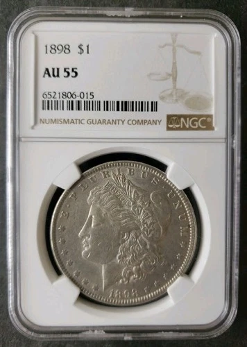 1898 $1 Morgan Silver Dollar NGC AU55