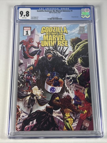 Godzilla Destroys the Marvel Universe #1 CGC 9.8 (2025) Brooks Wraparound Cover