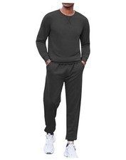 Men's Tracksuit 2 Piece Long Sleeve Pullover Jogging Track X-Large Dark Grey
