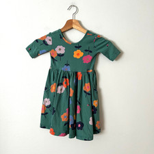 Hanna Andersson Green Floral Swing Dress Girl's Size 100cm 4 Years