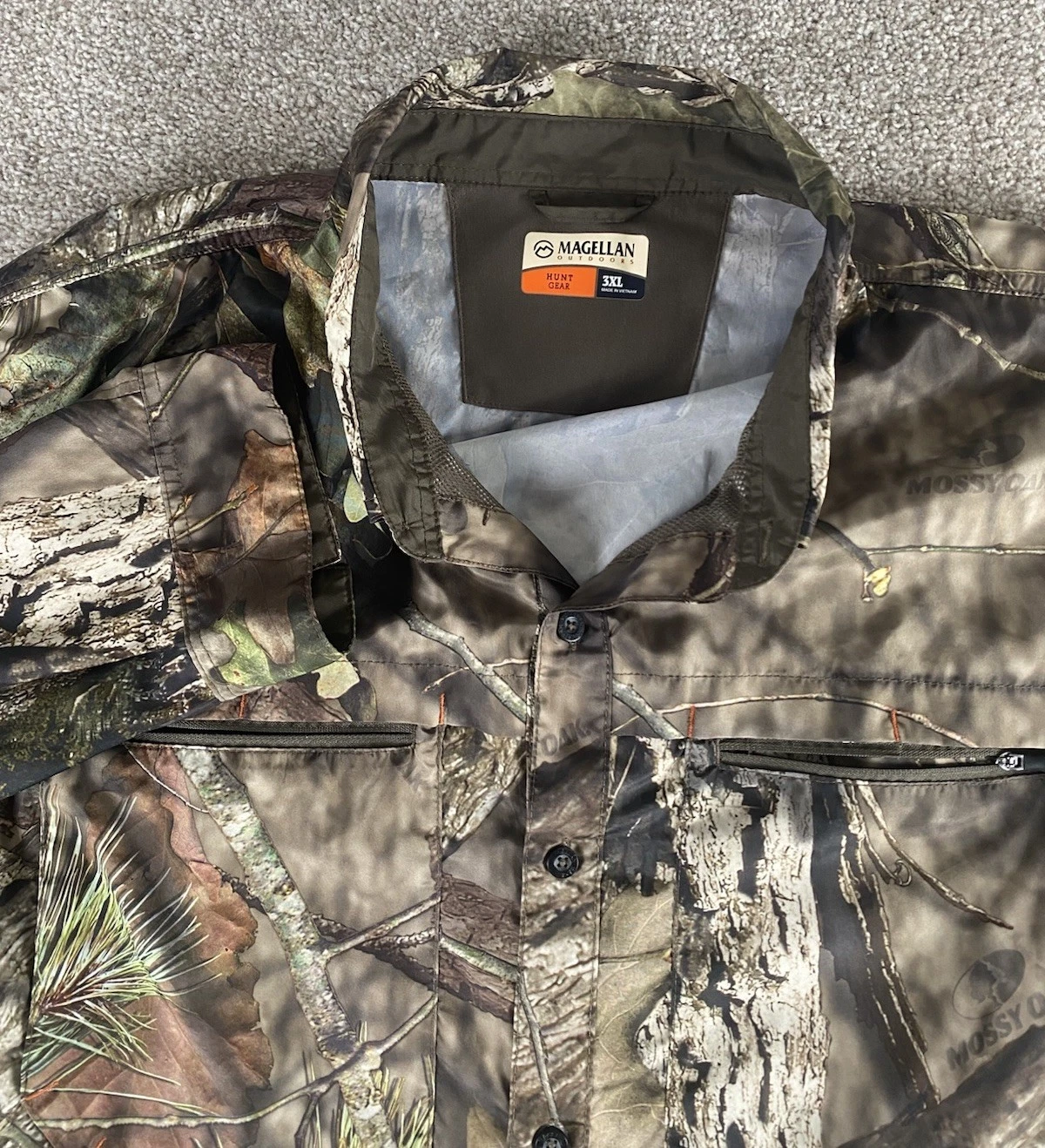 Magellan & Mossy Oak Collab Hunt Gear Fishing Shirt Camo Pockets Mens 3XLT Read