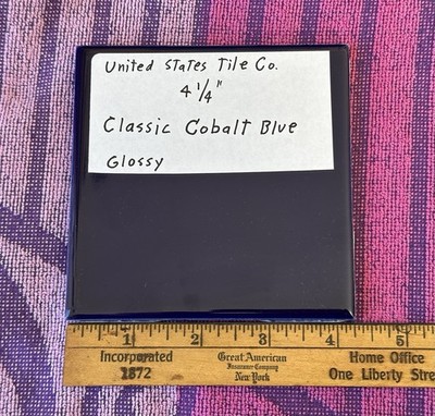 1 pc. Cobalt Blue: 4-1/4'' High-Gloss Ceramic Tile by United States Tile Co.  NEW
