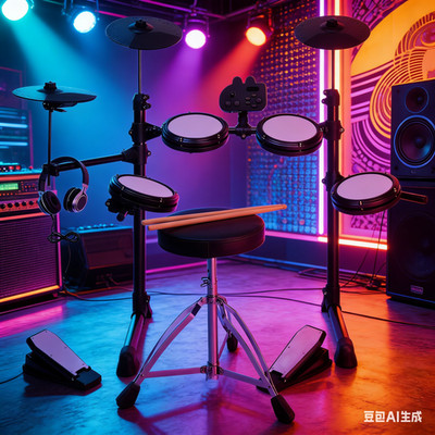 Elektronisches Schlagzeug / 15-teiliges E Drum Set mit 2-Pedal Schlagzeughocker