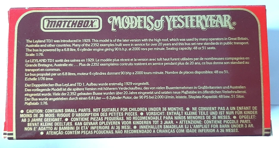 Matchbox Models of Yesteryear Y-5C 1930 Leyland Titan TD1 sc.1:76 - Immagine 3 di 4