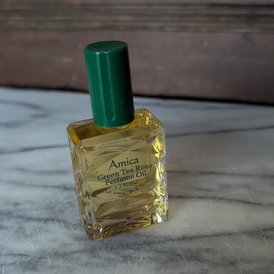 AMICA Green Tea Rose Perfume Oil 1/2 fl oz Full New York Vintage