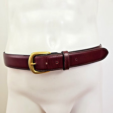 Chacon Genuine Calfskin Red Chili Brown Leather 1.5" Wide Belt Men's 37 USA Made