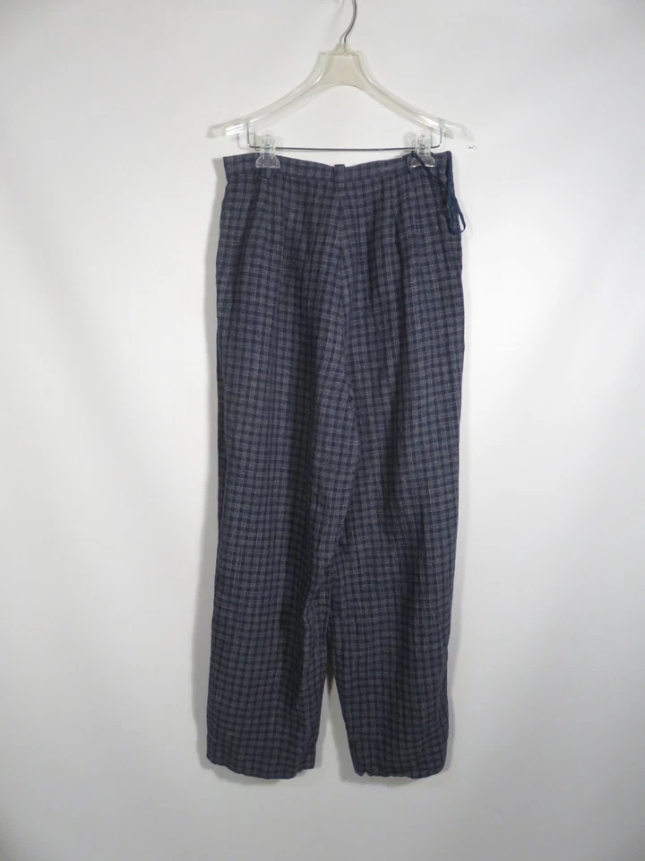 Pantalón Pantalón De Colección Años 90 Lino Azul Plisado Delantero Talla 31 x 31 Foto 4 de 4